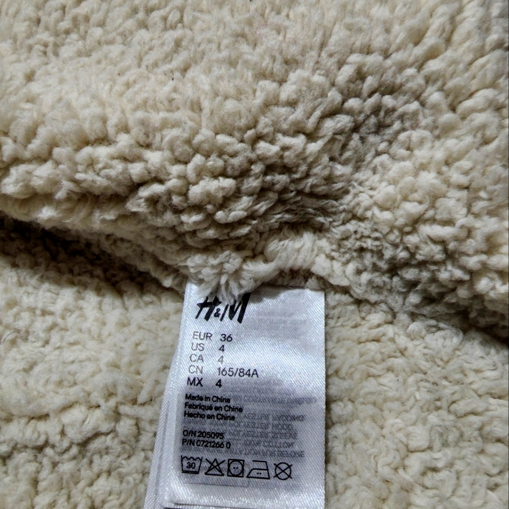 H&M Divided Women's Sherpa line Puffer Hoodie Jacket / coat Dusty rose color - Picture 8 of 11